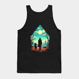 A Rugged Wanderer and his Faithful Companion - Diamond Frame - Post Apocalyptic Tank Top